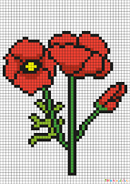 Pour faire de la reproduction sur quadrillage. Pixel Art Coquelicots Par Tete A Modeler