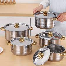 stainless steel cookware set golden handles induction - Temu Bahrain