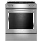 Downdraft Slide-In Electric Ceramic Glass Top Range with AquaLift Self-Cleaning    KSEG950ESS KitchenAid