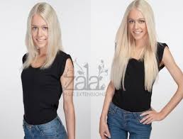 Before And After Zala Platinum Blonde 60 Model Is Wearing 20 Inch 220gr 9 Piece Set Human Hair Clip Ins Long Hair Styles Clip In Hair Extensions
