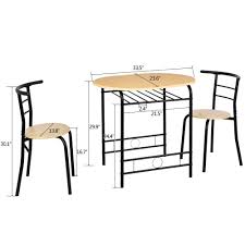 Fch 3 Piece Dining Set Dining Table With 2 Chairs Breakfast Bistro Pub Table And 2 Chairs Natural In 2020 Small Dining Table Round Table And Chairs 3 Piece Dining Set