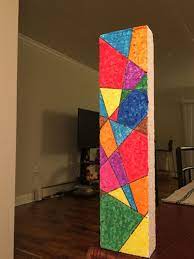 It S About A Foot Long Waste Piece Of Thermocol With We Painted With Abstract Shape Designs Can T Varnish Or Polish Thermocol Craft Flower Diy Crafts Crafts