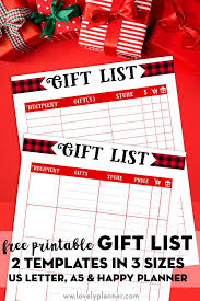 Plan your shopping excursions ahead of time to save on time as well as money. Free Printable Christmas Gift List 2 Templates Lovely Planner