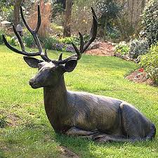 Life Size Laying Garden Stag Ornament Metal Stag Garden Art Statues Sculpture Garden Sculpture