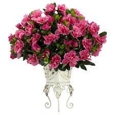 Nearly Natural Azalea With Metal Planter Silk Plant Pink Silk Plants Artificial Flower Arrangements Faux Floral Arrangement