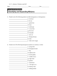 Study how mixtures can be separated using filtration, evaporation, distillation and chromatography with bbc bitesize ks3 science. S C 7 1 Mixtures Worksheet And Key Solution Mixture