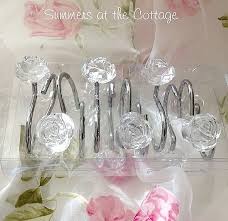 Shabby Crystal Roses Clear Chic Shower Curtain Hooks Set Of 12 Shower Curtain Hooks Shabby Chic Shower Shabby Chic Shower Curtain