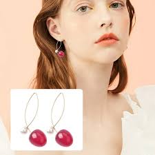 Cherry Earrings For Women Pearl Red Cherry Earring Cherry Dangle Earring  Gold Cherry Stud Earrings Cherry Jewelry (Pearl Cherry Cherry Stuff
