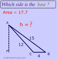 Consider the triangle given above: Find Height Of Triangle Given Area Step By Step Tutorial With Examples And Pictures