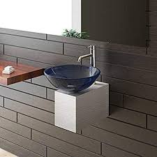 The bathroom is associated with the weekday morning rush, but it doesn't have to be. Blue Glass Counter Top Bathroom Basin And Sink Base Cabinet Vanity Unit Diameter 42 Cm With Stainless Steel Box Of 10 Amazon De Kuche Haushalt