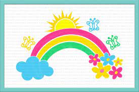 Download Rainbow Svg Rainbow And Cloud Svg Rainbow And Flowers Svg Sun Svg Flowers Svg Butterflies Svg Iron On Printable Rainbow Clipart Dxf By Kartcreation Thehungryjpeg Com