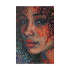 Pointillism Portrait Painting of a Young Black Woman