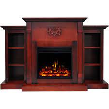 With log and flame effect, this transitional unit gives you the cozy ambiance of a traditional fireplace without smoke or a mess. Cambridge Sanoma Electric Fireplace Heater With 72 In Cherry Mantel Bookshelves Enhanced Log Display Multi Color