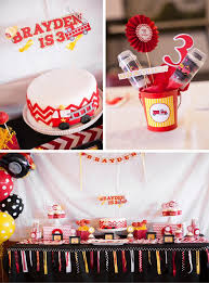 The garden stools provide seating or a. Kara S Party Ideas Fire Truck Party Planning Ideas Supplies Idea Cake Decorations