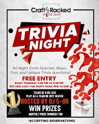 Gift card prizes for the top winners. Trivia With Prizes In Round Rock At Craft Racked Wine Bar