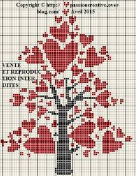 Je mettrai des diagrammes régulièrement. Grille Gratuite Point De Croix Arbre Aux Coeurs Passion Creative Point De Croix Croix Arbre Point De Croix