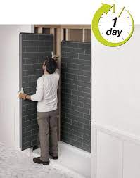 Revolutionary Shower Bathroom Remodel Look Like Tiles By Maax Shower Wall Shower Wall Panels Plastic Shower Wall Panels