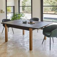 table de repas carree extensible effet ardoise aux reflets marron 6 a 12 places madon table extensible en 2020 table de repas carree table repas table extensible
