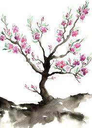 Sakura Tree Art Print Cherry Blossom Nature Sumi E Painting Etsy Cherry Blossom Art Sakura Tree Art