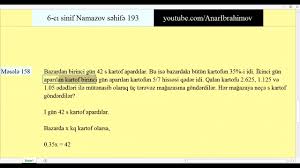 6 Ci Sinif Namazov Sehife 193 Mesele 156 157 Ve 158 Youtube