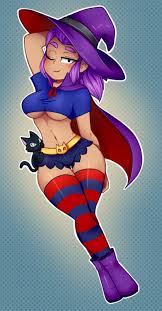 Rule 34 Dev - artist_request brawl_stars cawmcami halloween purple_hair  shelly_(brawl_stars) witch witch_hat|4899128392