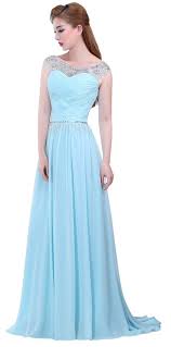 Drasawee Womens Collar Beaded Chiffon Evening Dress Bridesmaid Gown Blue Us16 You Can Obtain More Information By Cl In 2020 Bridesmaid Dresses Gowns Bridesmaid Gown