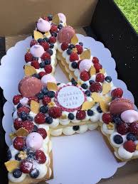 Letter Cake Fruits Rouges Pour Une Communion Lettercakegeburtstag Letter Cake Fruits Rouges Pour Une Communion Fun Desserts Easy Baking Recipes Alphabet Cake
