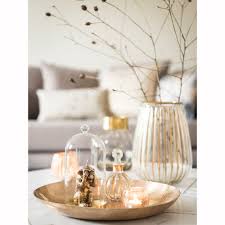 Vase En Verre Transparent Et Stries Dorees H25 Objet Deco Tendance Deco