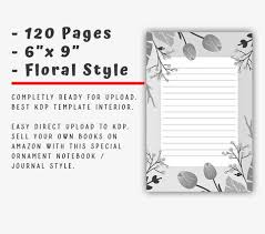 Beautiful 120 Pages 6x9 Templates For Kdp Floral Etsy In 2020 Book Template Journal Template Templates