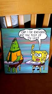 Memes Painting Canvas Memes Painting Mini Canvas Art Spongebob Painting Funny Paintings