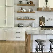 rustic wood floating shelves pottery
