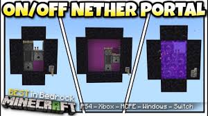 Minecraft Bedrock On Off Nether Portal Tutorial Ps4 Mcpe Xbo Bedrock Minecraft Portal