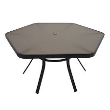 Garden Treasures Hayden Island 56 In W X 50 In L Hexagon Steel Dining Table Patio Table Set Patio Dining Chairs Patio Dining Table