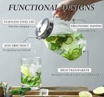 Hiware 68 Ounces Glass Pitcher with Lid and Spout - High ...