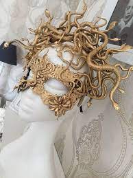 Medusa Mask Snakes Mask Golden Mask With Snakes Cosplay Mask Fantasy Mask Cosplay F In 2020 Medusa Costume Fantasy Costumes Masks Masquerade