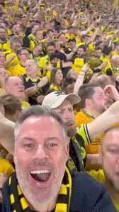 Jamie Carragher was living his best life in Dortmund's 'Yellow Wall' 😂🍻