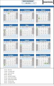 Year Calendar Ireland 2020 Readyexcel Com In 2020 Calendar El Ejido Africa Holiday