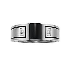 Cherish Always Stainless Steel Onyx Diamond Accent Wedding Band Men Mens Wedding Bands Rings For Men Onyx Stone