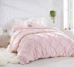 Rose Quartz Pink Oversized Queen Bedding Elegant Pin Tuck Design Unique Queen Xl Comforter Comforter Sets Luxury Bedding Bed Comforters