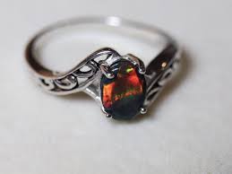 Black Opal Ring Primarily Red Fire Natural Black Opal Black Fire Opal Ring Opal Ring Genuine Black Opal Black Opal Jewelry Black Opal Ring Fire Opal Ring