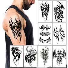 Radiating elbow flower forearm tattoo. Temporary Tattoos Big Tribal Totem Tattoo Sticker For Men Women Black Large Body Art Makeup Fake Tattoo Waterproof Removable Pattern5 Amazon In Beauty