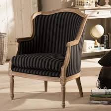 Baxton Studio Charlemagne Black Stripes Fabric Upholstered Accent Chair 28862 5488 Hd The Home Depot Upholstered Accent Chairs Accent Chairs French Accent Chairs
