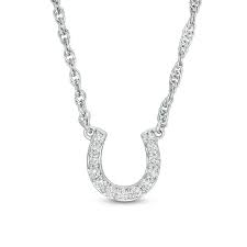1 10 Ct T W Diamond Horseshoe Necklace In 10k White Gold Zales Outlet Horseshoe Necklace Necklace White Gold