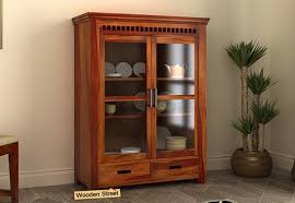 Adolph Small Kitchen Cabinet Honey Finish Crockery Unit Crockery Cabinet Cabinets Online