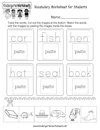 vocabulary worksheet for students free kindergarten english worksheet