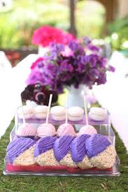 1st Birthday Rice Krispie Treats Pin By Sweet Creations Specialty Cake On Violet Mauve And Parma Sofia The First Birthday Party Baby Birthday Party Girl Baby Shower Desserts Girl