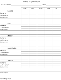 weekly progress chart 1 behavior report weekly behavior