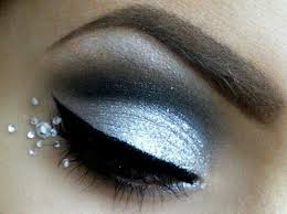 Black And Silver Eyeshadow Looks Silver Black With Sparkles Rhinestone Makeup Silver Makeup Gem Makeup