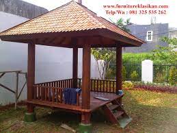 Desain Gazebo Jati Ukiran Masa Kini Model Desain Gazebo Halaman Rumah Spesifikasi Gazebo Jati Minimalis Trend Gazebo Glugu Terbaru Gazebo Pergola Rumah Kayu