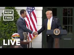 The president is greeting the nascar driver on the south lawn tuesday afternoon [source: Trump Meets With Nascar S Joey Logano At White House Nowthis Youtube